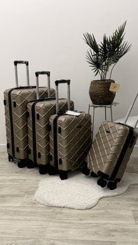 Комплект дорожніх валіз Wings BOKD05 (XS, S, M, L), колір: Шампань, полікарбонат, арт. Wings ПК BOKD05 (шам) All Wings rhombus (champagne) All фото