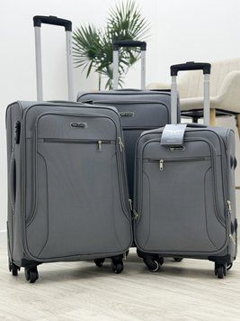 Комплект (3 шт) Чемоданов дорожный тканевый Wings, плотная ткань Wings 2504-4(grey) All фото