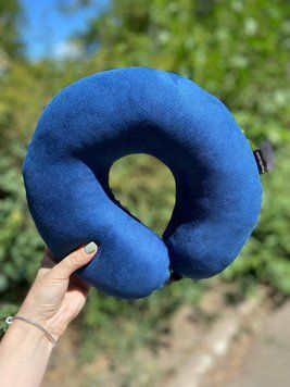 Подушка для подорожей Coverbag підголовник ефект пам'яті Pillow Cov. Blue D02 фото