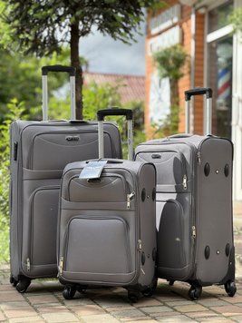 Комплект (3 шт) Чемоданов дорожный тканевый Wings, плотная ткань Wings 1703-4(grey) All фото