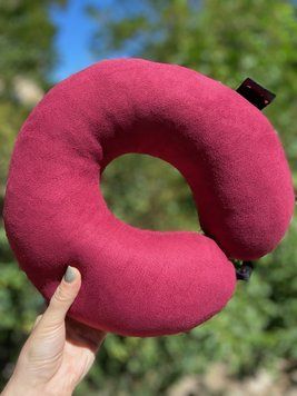 Подушка для подорожей Coverbag підголовник ефект пам'яті Pillow Cov. Burgundy D02 фото